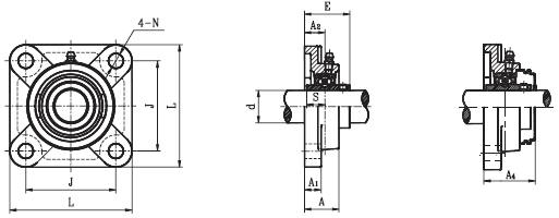 25mm Mounted Bearing UCF205 + Square Flanged Cast Housing:vxb:Ball Bearings